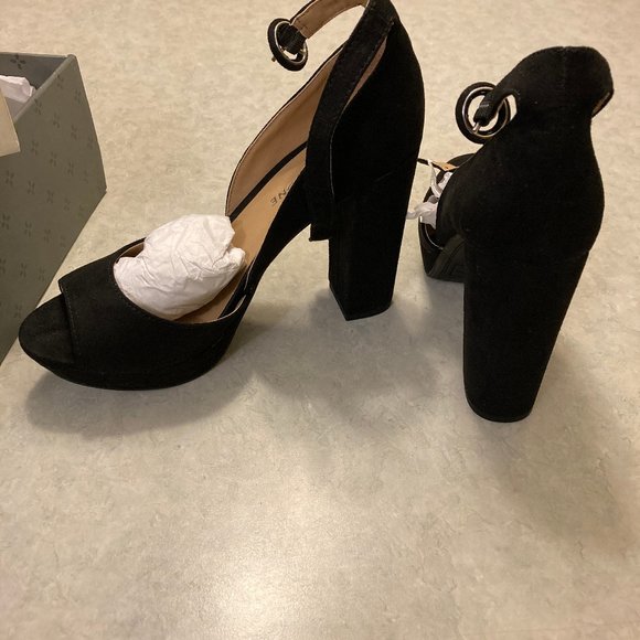 SUN + STONE Reeta Block-Heel Black Platform Sandals - Picture 3 of 5